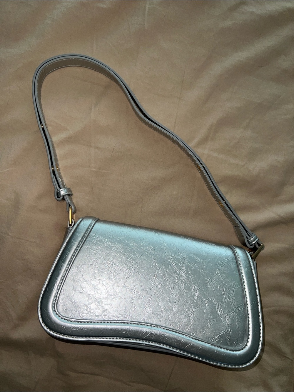 Metallic Silver Shoulder Bag for Women